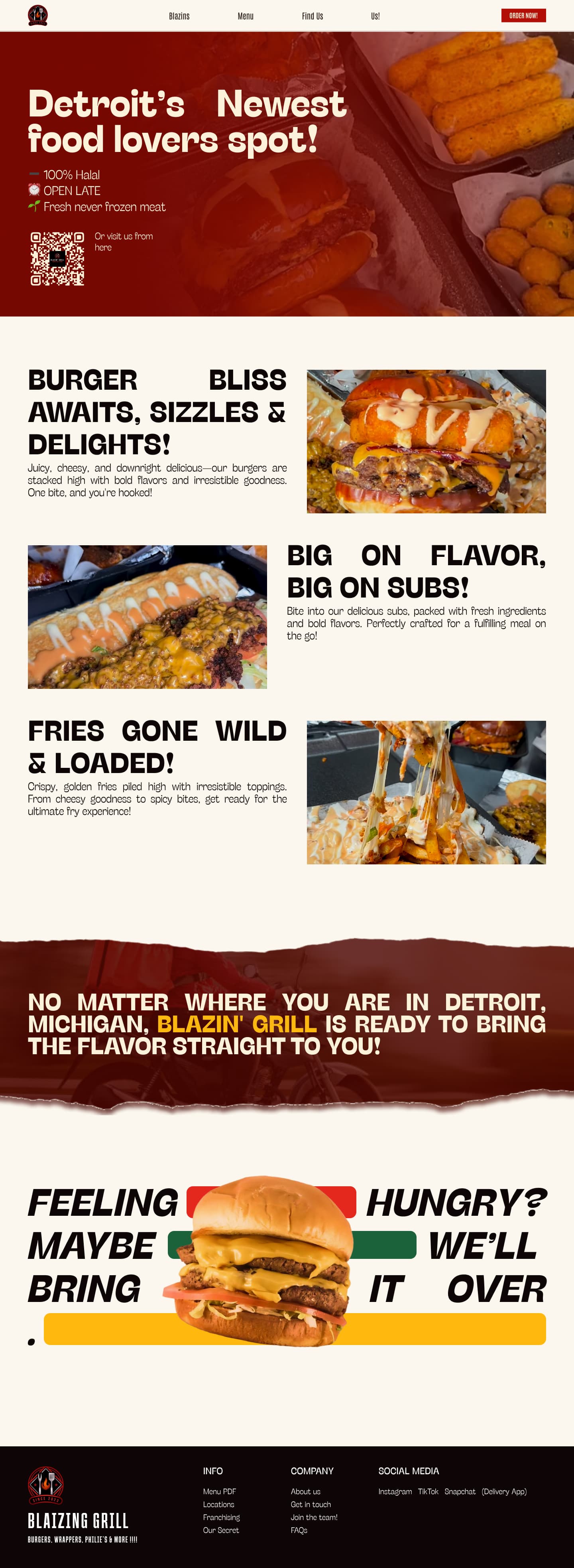Blazin Grill — restaurant landing page